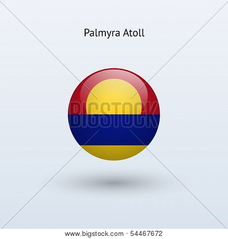 Palmyra Atoll round flag. Vector illustration.