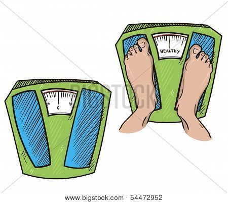 weight scales. feet on weight scales. healthy weight. vector illustration.