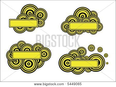 Banners For Advertising From Yellow And Black Circles.eps