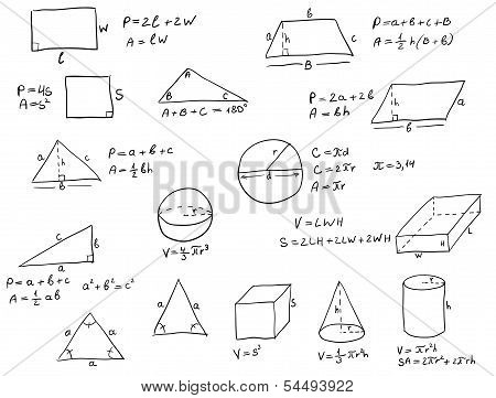 Hand Written Geometry Formulas
