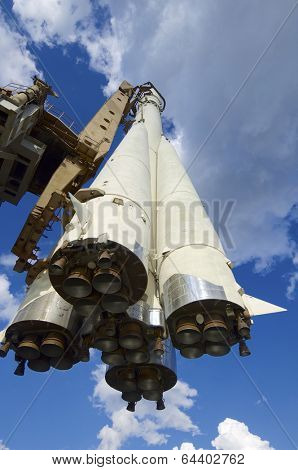 Scale reproduction of Vostok 1 rocket used by Yuri Gagarin in the first space flight, All-Russia Exhibition Center, Moscow, Russia.