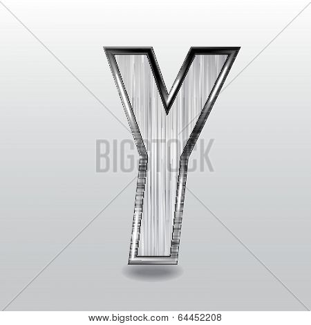 Alphabet , metal letter Y on grey background. Vector