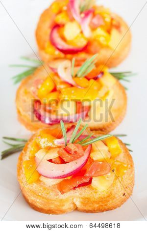 Bruschetta With Fresh Tomatoes And Red Onion