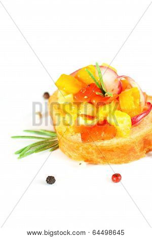 Bruschetta With Fresh Tomatoes And Red Onion