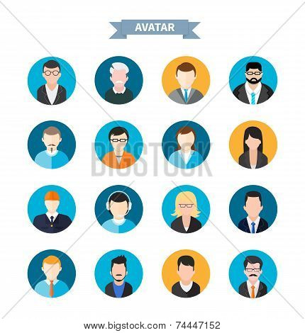 Set of stylish avatars man and woman icons