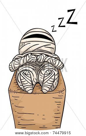 Illustration Featuring a Sleeping Mummy