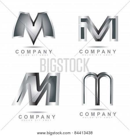 Silver Letter M Logo