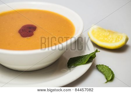 Lentil soup in the bowl