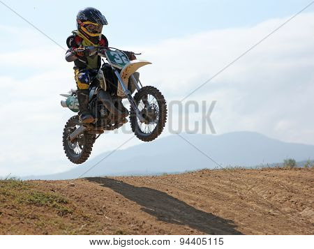 Arsenyev, Russia - Aug 30: Rider Participates In The  Round Of The 2014 Russia Motocross Championshi