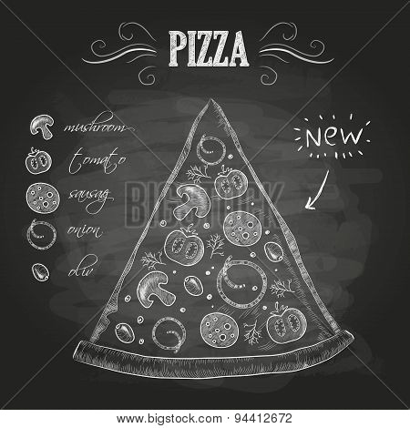 Chalk Drawings. Pizza