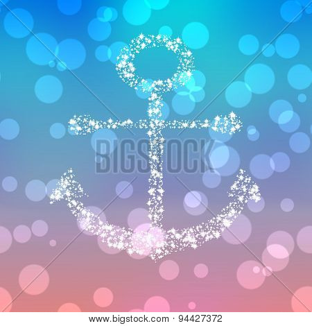 Starry Anchor Decor On Colored Background