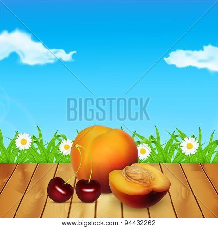 Nectarine and cherry