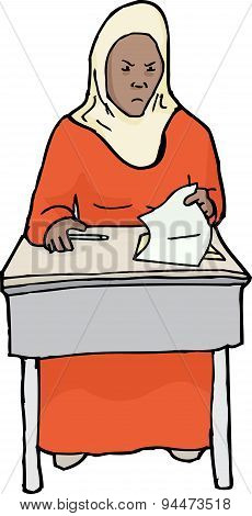 Frustrated Student Looking At Paper