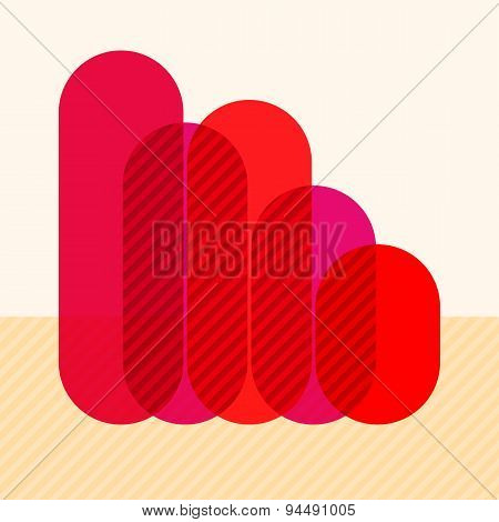 Infographics with falling red overlapping bars