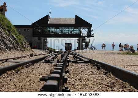 Steam locomotive of a vintage cogwheel railway going to Schafberg, Wolfgangsee / Schafberg Peak (1783m)