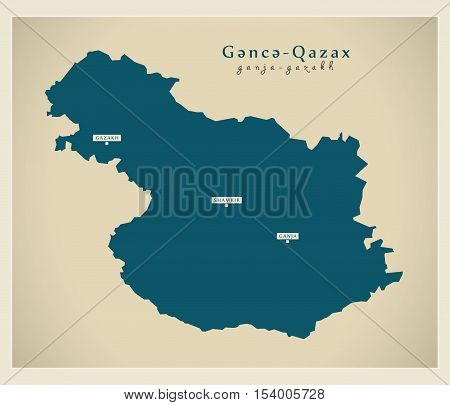 Modern Map - Ganja-Gazakh AZ Azerbaijan vector