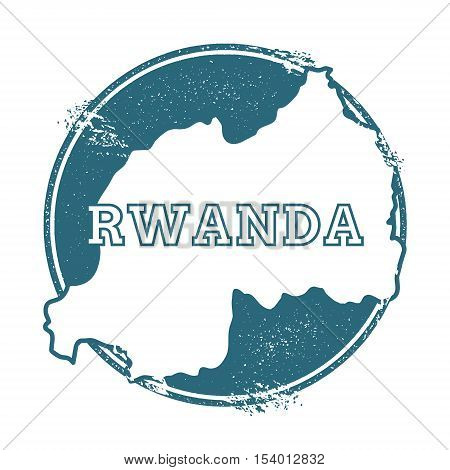 Grunge Rubber Stamp With Name And Map Of Rwanda, Vector Illustration. Can Be Used As Insignia, Logot