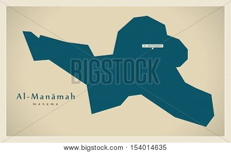 Modern Map - Al-Manamah BH Bahrain illustration vector