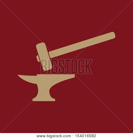 The smithy icon. Forge and stithy, blacksmith symbol. Flat Vector illustration
