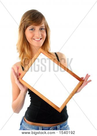 Mosolygó lány kerettel