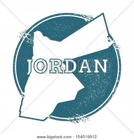 Grunge Rubber Stamp With Name And Map Of Jordan, Vector Illustration. Can Be Used As Insignia, Logot