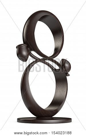 Abstract Wooden Man and Wooman in Infinity Love Statue on a white background. 3d Rendering