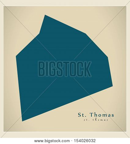 Modern Map - St. Thomas BB Barbados illustration vector