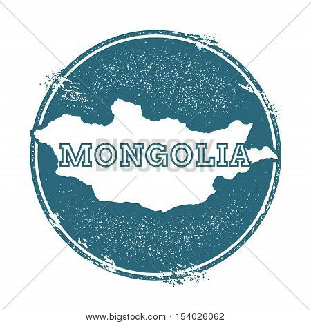 Grunge Rubber Stamp With Name And Map Of Mongolia, Vector Illustration. Can Be Used As Insignia, Log