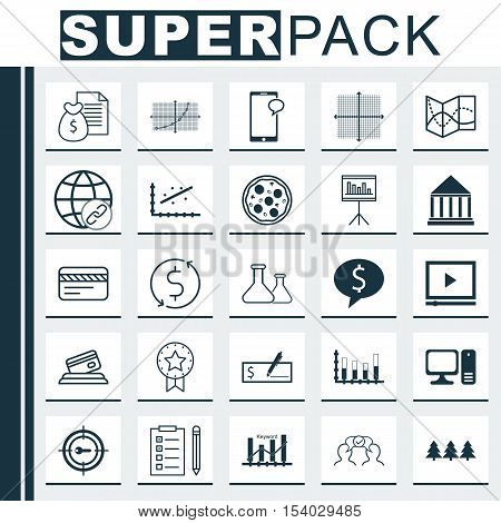 Set Of 25 Universal Editable Icons. Can Be Used For Web, Mobile And App Design. Includes Icons Such