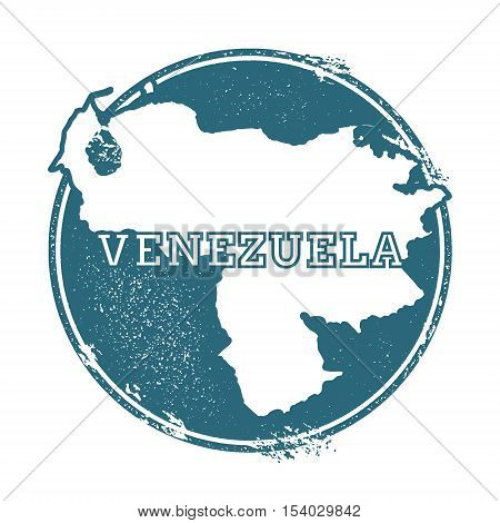 Grunge Rubber Stamp With Name And Map Of Venezuela, Bolivarian Republic Of, Vector Illustration. Can