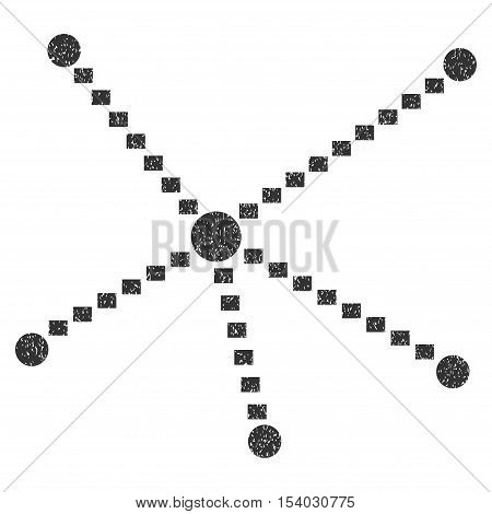 Dotted Relations grainy textured icon for overlay watermark stamps. Flat symbol with dirty texture. Dotted glyph gray ink rubber seal stamp with grunge design on a white background.