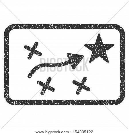 Route Plan grainy textured icon for overlay watermark stamps. Flat symbol with scratched texture. Dotted glyph gray ink rubber seal stamp with grunge design on a white background.