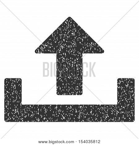 Upload grainy textured icon for overlay watermark stamps. Flat symbol with dust texture. Dotted glyph gray ink rubber seal stamp with grunge design on a white background.