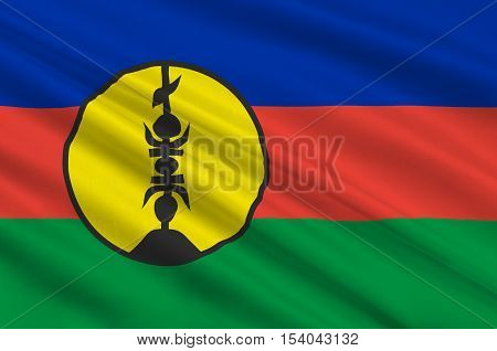 Flag of New Caledonia Melanesia. 3d illustration
