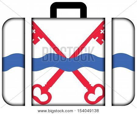 Flag Of Leiderdorp, Netherlands. Suitcase Icon, Travel And Transportation Concept