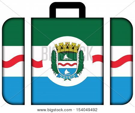 Flag Of Maceio, Alagoas, Brazil. Suitcase Icon, Travel And Transportation Concept
