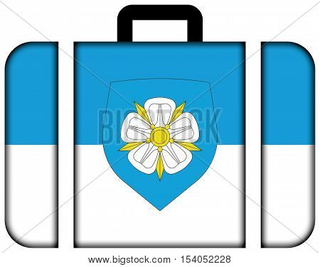 Flag Of Viljandi With Coat Of Arms, Estonia. Suitcase Icon, Travel And Transportation Concept