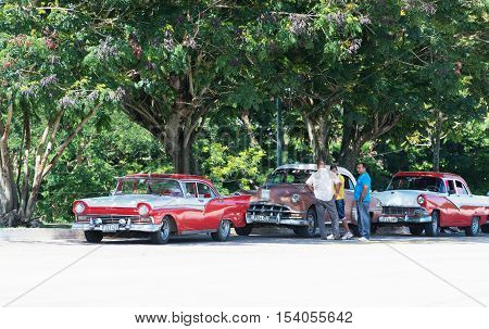 Varadero, Cuba - September 11, 2016:  classic car on the streets of Varadero