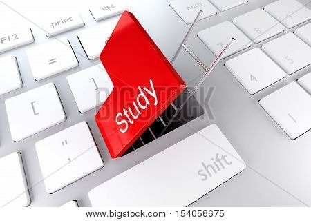 keyboard red enter key hatch underpass ladder study 3D Illustration