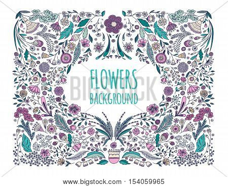 Floral background. Hand drawing. Linear style Vector illustration