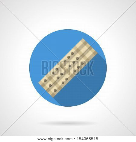 Symbol of chinese flute. Triple bamboo pipes. Ethnic woodwind instrument. Pictogram for musical store, site of music lessons, souvenir shop. Round blue flat design vector icon.