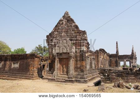 WAT PHU CHAMPASAK, LAOS - FEBRUARY 22, 2016: Temple Wat Phu Champasak, historical site and sights of Laos on February 22, 2016 in Laos, Asia