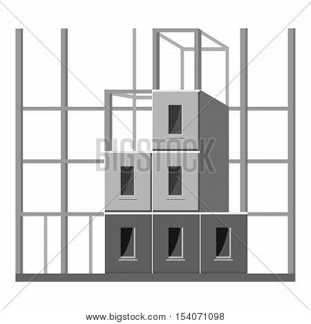 Building construction icon. Gray monochrome illustration of building construction vector icon for web