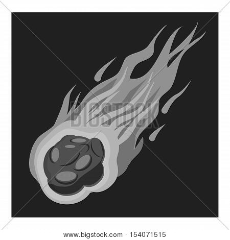 Falling meteorite icon. Gray monochrome illustration of falling meteorite vector icon for web