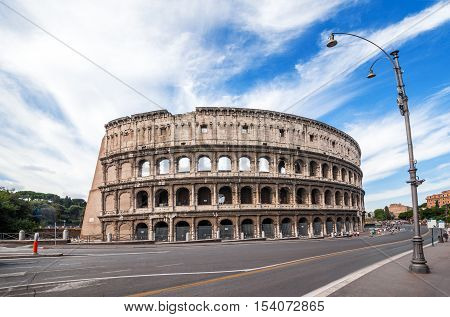 The Colosseum (Roman Coliseum architecture landmark). Rome Italy