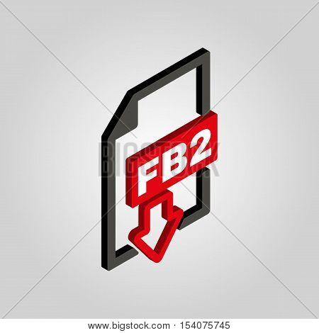 The FB2 icon. 3D isometric file format symbol. Flat Vector illustration. Button