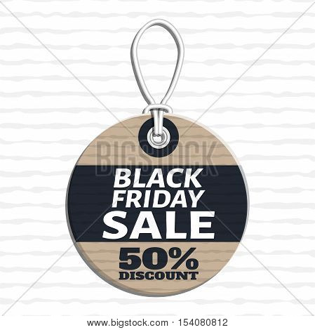 sale tag design on the theme of black friday sale, discount with cardboard texture. black friday tag template made in material design style with text. vector illustration