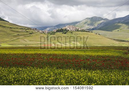 Castelluccio of Norcia, a town in the national park of the Sibillini mountains in Italy. City destroyed by an earthquake in October 30 2016