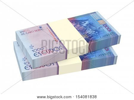 Cape Verdean escudos bills isolated on white background. 3D illustration.