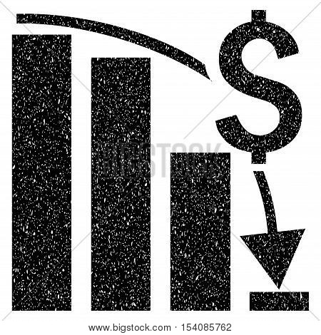 Financial Crisis Bar Chart Trend grainy textured icon for overlay watermark stamps. Flat symbol with scratched texture.